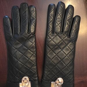 Michael Kors Black Quilted Leather Gloves